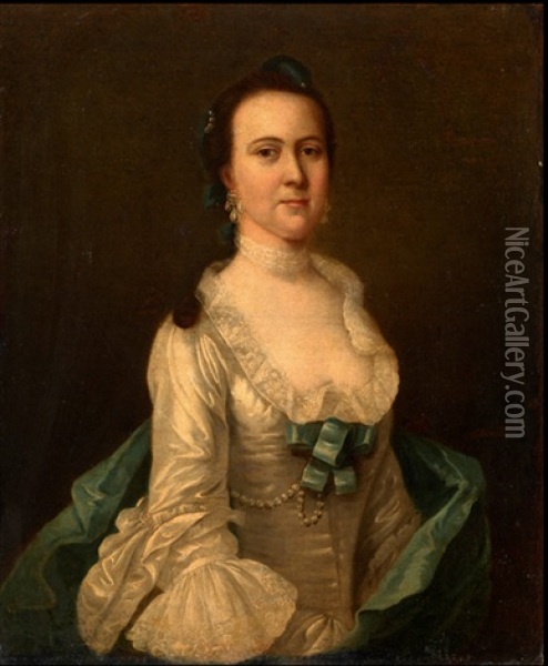 Portrait Of A Lady (ms. Etheridge?) Oil Painting - Thomas Hudson