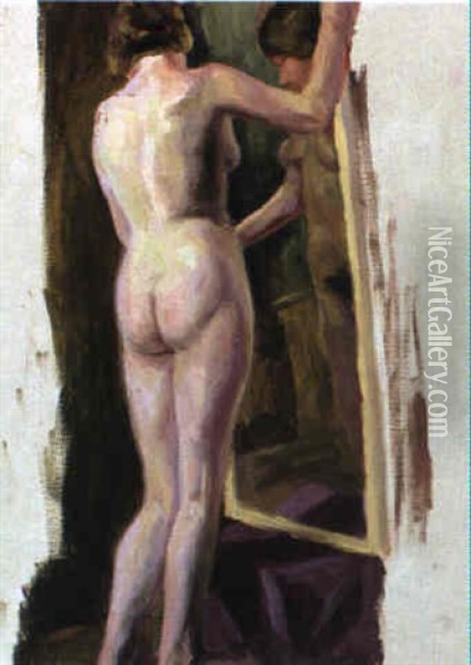 Akt Vor Dem Spiegel Oil Painting - Broncia Koller-Pinell