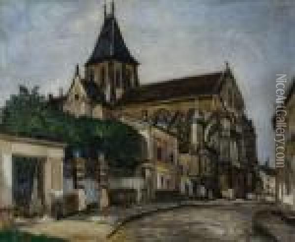 Vue D'une Eglise. Oil Painting - Marcel Leprin