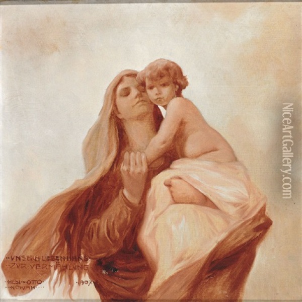 Madonna Mit Kind Oil Painting - Otto Robert Nowak