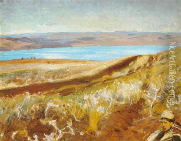 A Young Boy With Dead Sea Beyond Oil Painting - John Singer Sargent