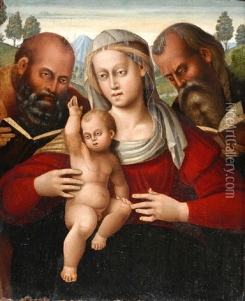 Madonna Mit Kind Und Den Heiligen Peter Und Paulus Oil Painting - Luca Signorelli