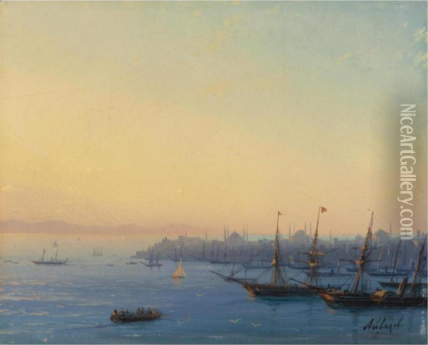Sunset Over Constantinople Oil Painting - Ivan Konstantinovich Aivazovsky