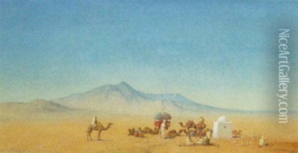 A Rest In The Desert Oil Painting - Henrik August Ankarcrona