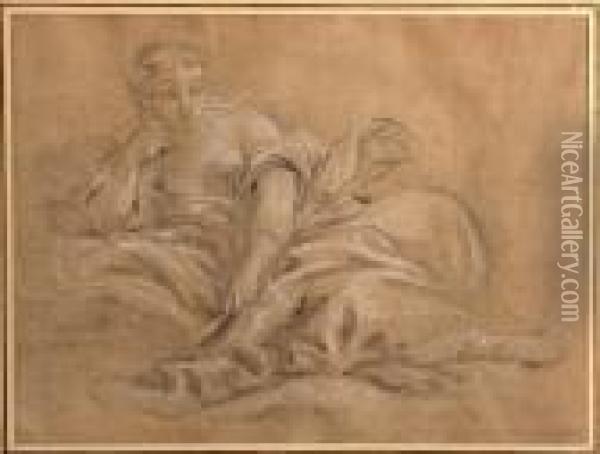 A Study Of A Reclining Woman Oil Painting - Francois Boucher