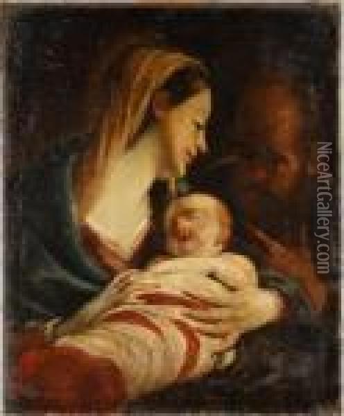 Sacra Famiglia Oil Painting - Carlo Cignani