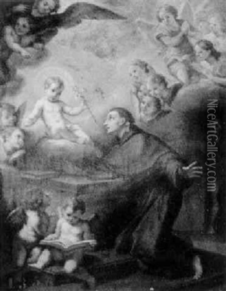 S. Antonio Da Padova Adora Bambino Gesu Oil Painting - Benedetto Luti