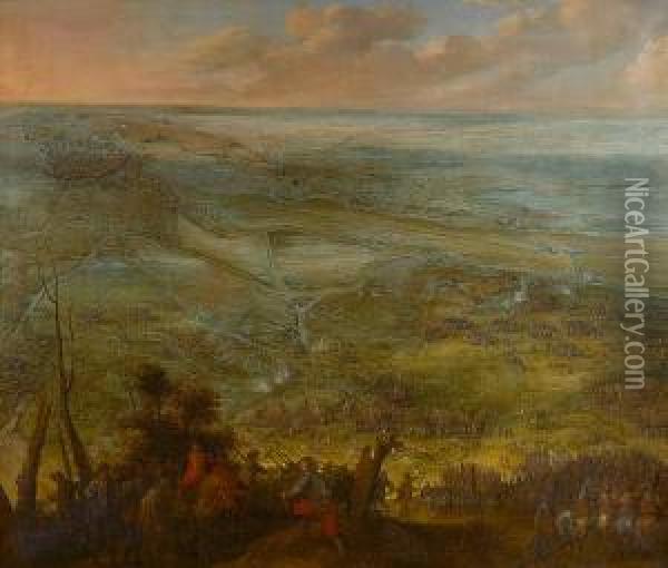 A Panoramic View Of The Siege Of Saint Omer Oil Painting - Pieter Snayers