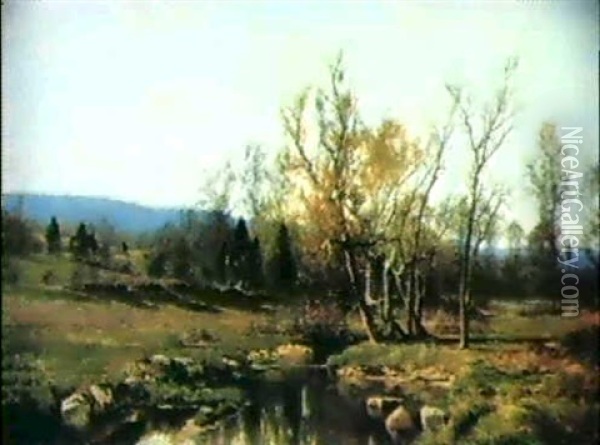 Quiet Stream Oil Painting - Hugh Bolton Jones