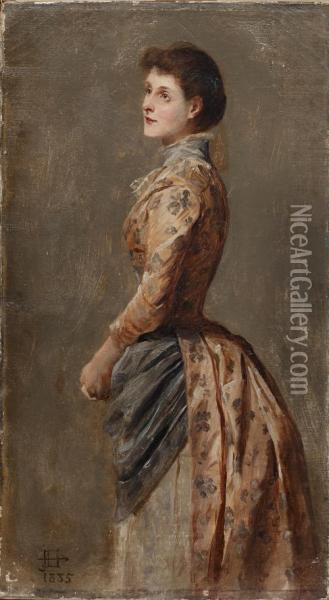 Portrait Study Of A Lady, Three-quarter Length Oil Painting - James Archer