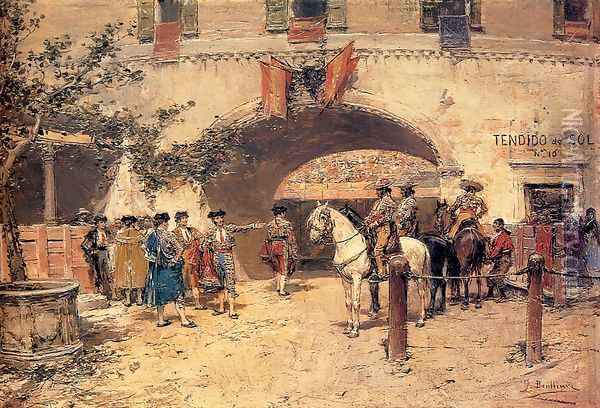 Entering The Arena Oil Painting - Jose Benlliure Y Gil