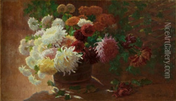 Still Life With Chrysanthemums Oil Painting - Alice Brown Chittenden