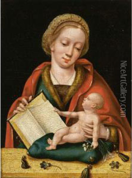 The Madonna And Child Holding A Book Oil Painting - Italian Unknown Master
