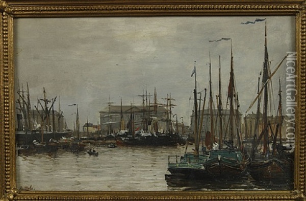 Antwerpse Haven Oil Painting - Robert Charles Gustave Laurens Mols