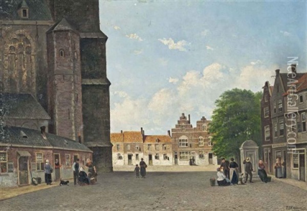 The Cathedral Square Oil Painting - Pierre Jean Jacques Fardon