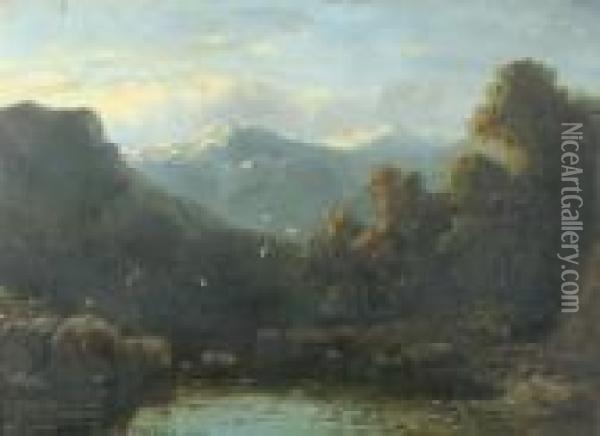 Mountain Vista Oil Painting - Abraham Hulk Jun.