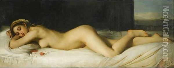 Odalisque Couchee Oil Painting - Fortune Joseph Seraphin Layraud