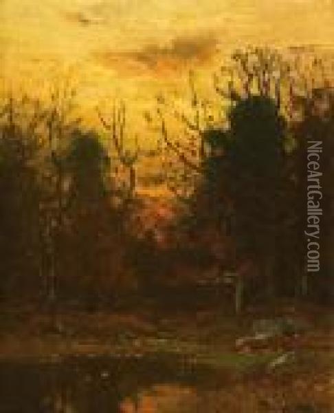 Sunset Oil Painting - John Joseph Enneking