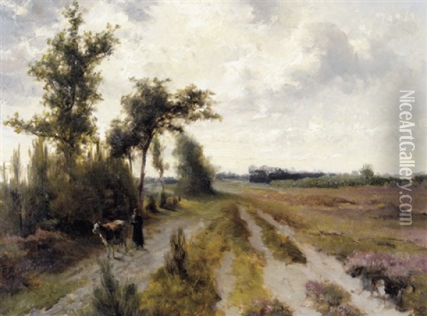 Landschap Met Koeienhoedster Oil Painting - Theodore Gerard
