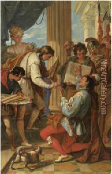 The Investiture Of Marco Corner As Count Of Zara In 1344 Oil Painting - Sebastiano Ricci