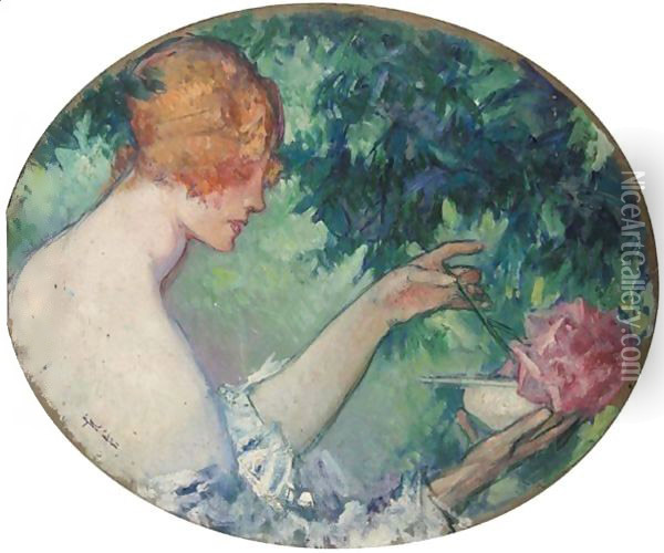 Study For Femme Au Parfume Oil Painting - Pierre Amede Marcel-Beronneau