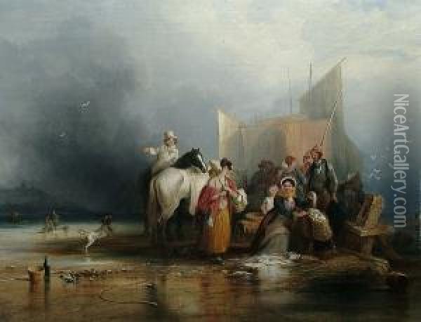 Taking In The Catch Oil Painting - Henry Perlee Parker