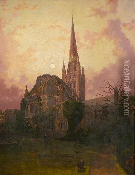 Norwich Cathedral Oil Painting - Esther Borough Johnson