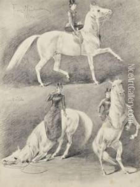 Equitation ; Dressage Oil Painting - Franz Von Stuckenberg