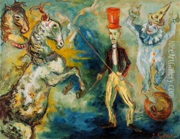 Cirque Oil Painting - Issachar ber Ryback