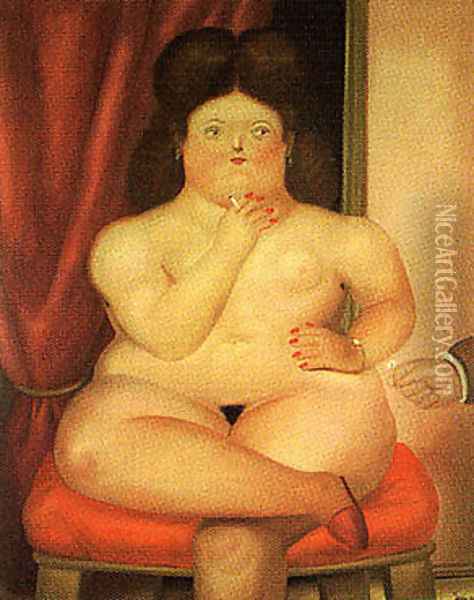 Seated Woman Oil Painting - Fernando Botero