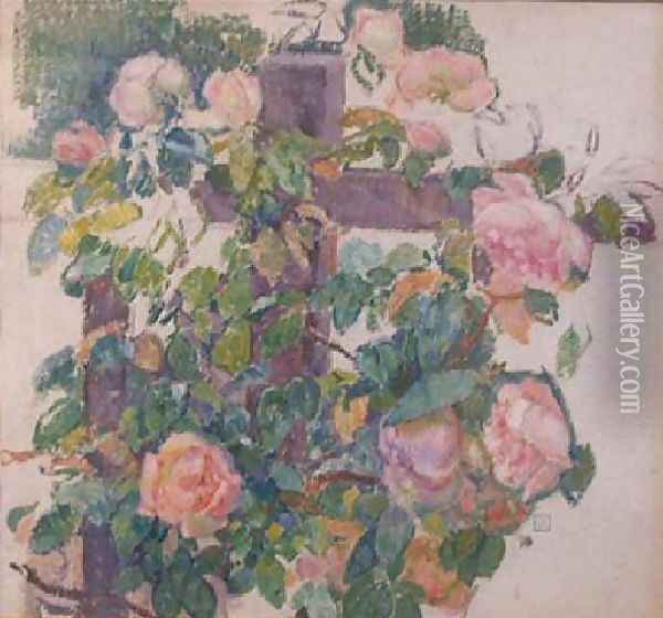 Roses Grimpantes Oil Painting - Theo van Rysselberghe
