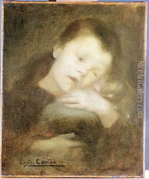 Child with a Doll, 1886 Oil Painting - Eugene Carriere