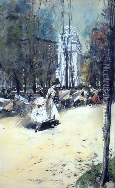Madison Square and the Dewey Arch: Cross Streets of New York Oil Painting - Everett Shinn