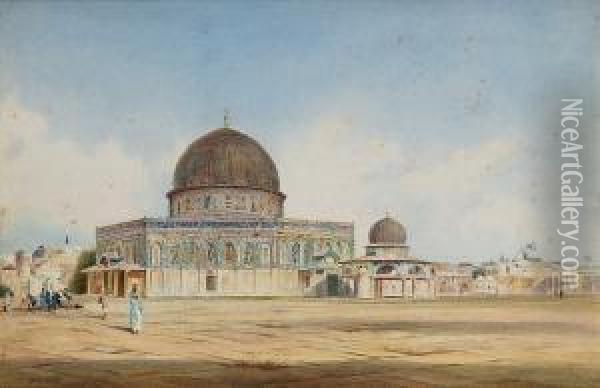 The Dome Of The Rock (qubbat As-sakhra), The Temple Mount, Jerusalem Oil Painting - Stanley Inchbold