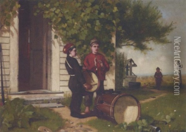 The Drummer And The Fife Player Oil Painting - Albion Harris Bicknell