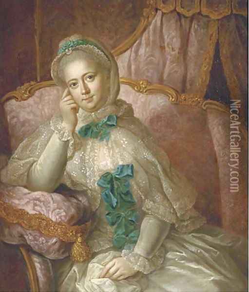 Portrait of a lady Oil Painting - Francois-Hubert Drouais