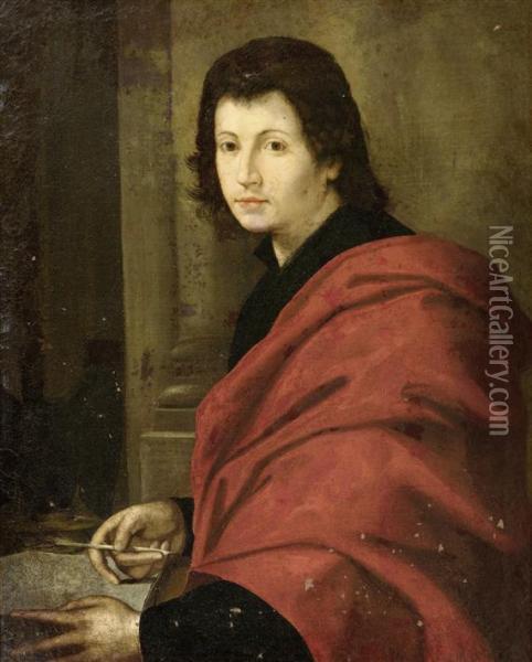 Portrait Of A Man, Writing Oil Painting - Pier Francesco Foschi