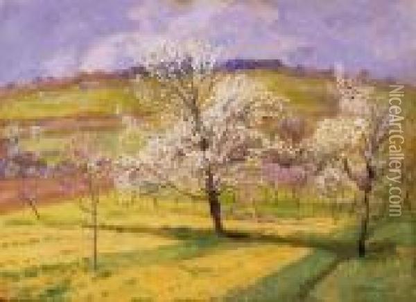 Blooming Trees Oil Painting - Lajos Szlanyi