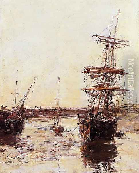 Trouville: the Outer Harbor Oil Painting - Eugene Boudin