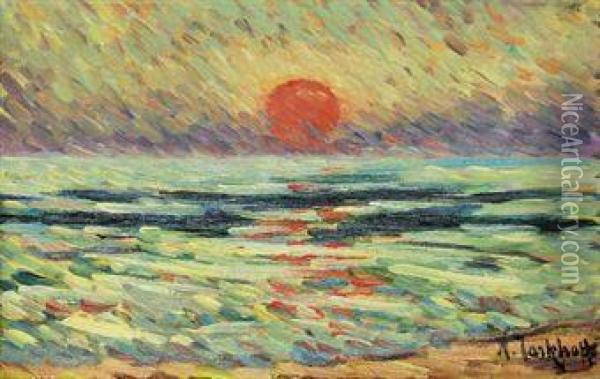 Sunset Over The Sea Oil Painting - Nicolas Tarkhoff