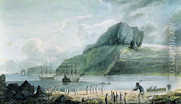 A view of Christmas Harbour in Kerguelens Land, 1781-4 Oil Painting - John Webber