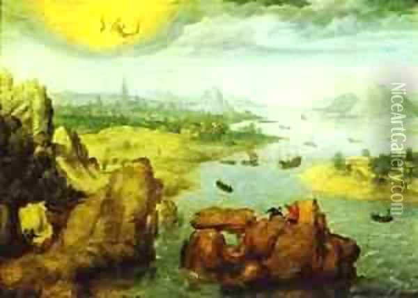 St John On Patmos 1535-50 Oil Painting - Herri met de Bles