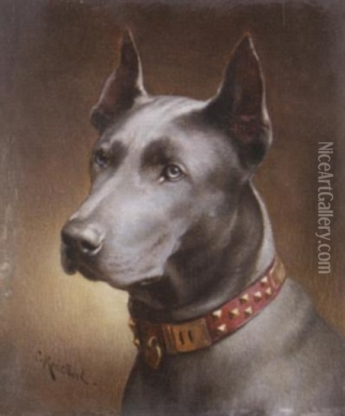 Portrat Einer Dogge Oil Painting - Carl Reichert
