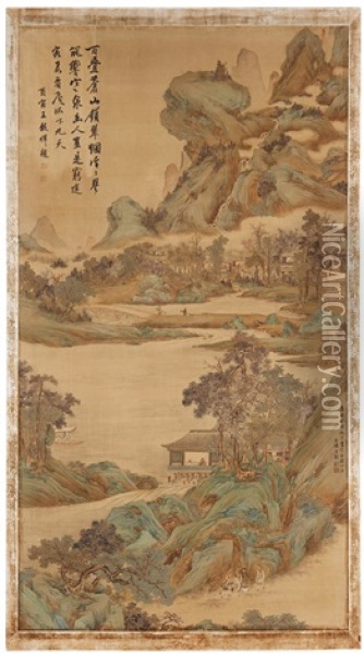 A Large Landscape Painting In The Style Of Wen Peng (1498-1573) Oil Painting -  Wen Peng