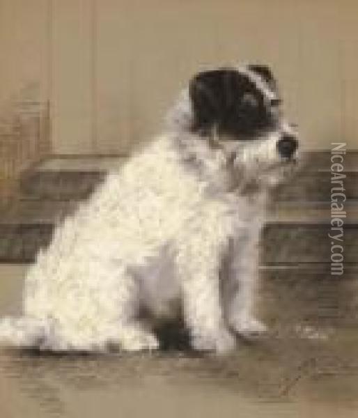 Fuss, A Terrier Oil Painting - Binks, R. Ward