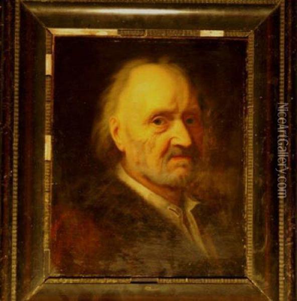 Portraitof A Man With Furcoat Oil Painting - Balthasar Denner
