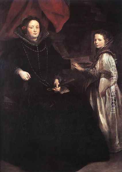 Portrait of Porzia Imperiale and Her Daughter c. 1628 Oil Painting - Sir Anthony Van Dyck