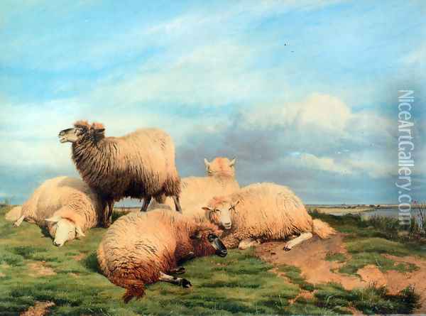 Landscape with Sheep Oil Painting - Thomas Sidney Cooper