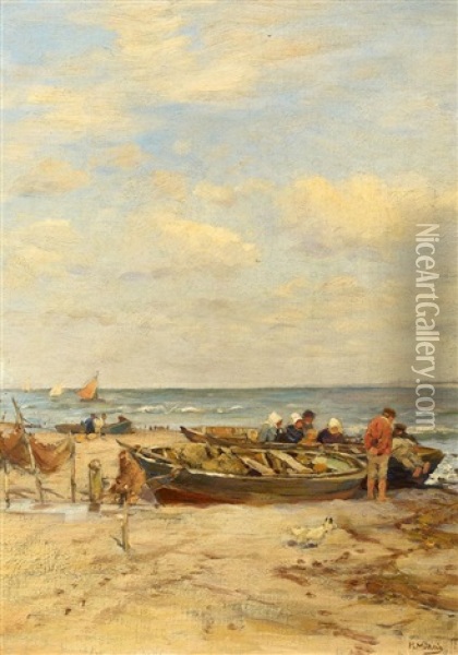 Am Strand Von Scheveningen Oil Painting - Hugo Muehlig
