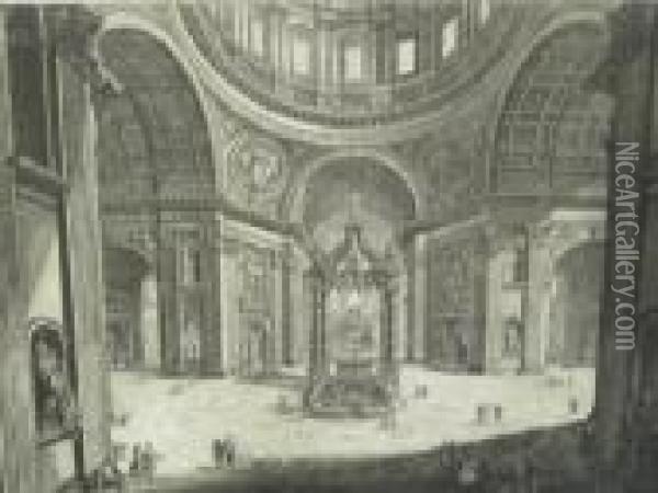 Veduta Interna Della Basilica Di S 
Pietro In Vaticanovicino Alla Tribuna Oil Painting - Giovanni Battista Piranesi
